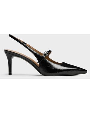 Charles & Keith Pointed Slingback Mary Jane Court Shoes - Black