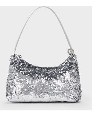 Charles & Keith Jesmyn Sequinned Two-Way Bag - White