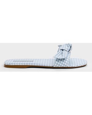 Charles & Keith Anika Gingham Knot-bow Slides - White