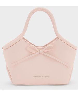 Charles & Keith Hazel Bow Tubular Top Handle Bag - Pink