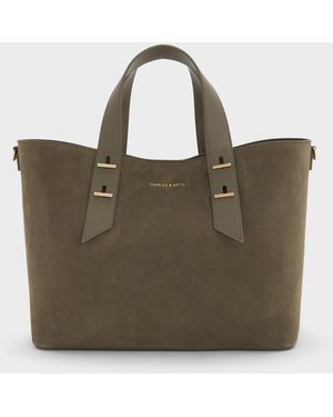 Charles & Keith Shania Recycled Suede Tote Bag - Green