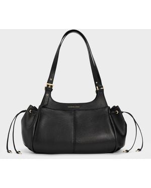 Charles & Keith Lillith Drawstring Tote Bag - Black