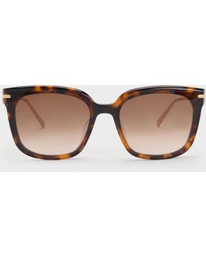 Charles & Keith Kris Tortoiseshell Chain-Detail Sunglasses - Natural