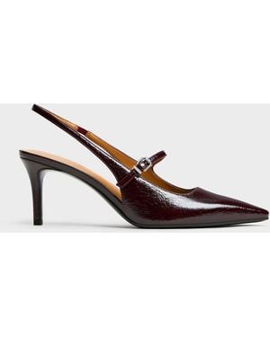Charles & Keith Pointed Slingback Mary Jane Court Shoes - Brown