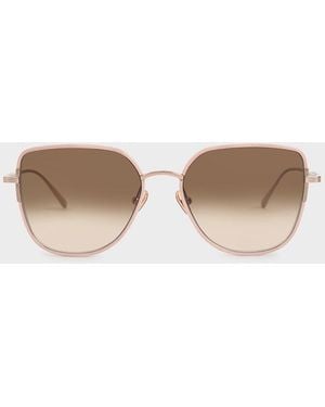 Charles & Keith Seraphina Butterfly Sunglasses - Natural