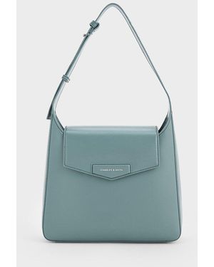 Charles & Keith Adelie Envelope Shoulder Bag - Blue