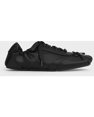 Charles & Keith Cece Satin Ruched Bow Trainers - Black