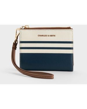 Charles & Keith Hanya Canvas Striped Wristlet - Blue