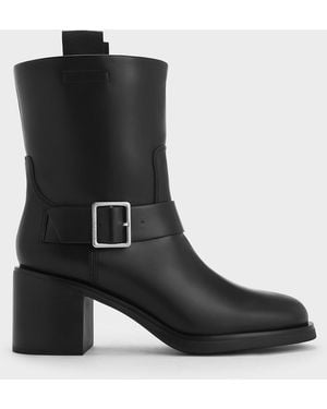 Charles & Keith Kailey Side-buckle Ankle Boots - Black