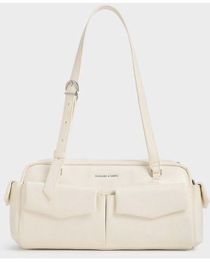 追跡有★Charles＆Keith Bow Elongated Trapeze Shoulder Bag Noir Hazel Bow Elongated Trapeze Shoulder Bag - CHARLES