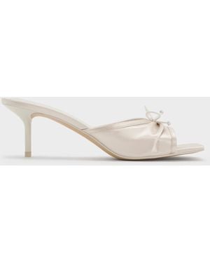 Charles & Keith Sadira Satin Heeled Mules - Natural