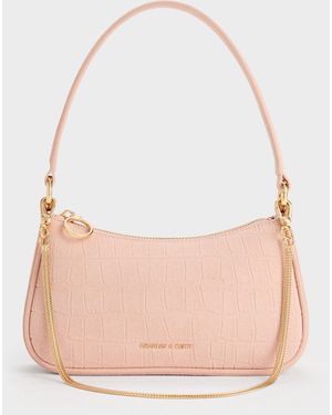 Charles & Keith Elspeth Chain Shoulder Bag - Natural