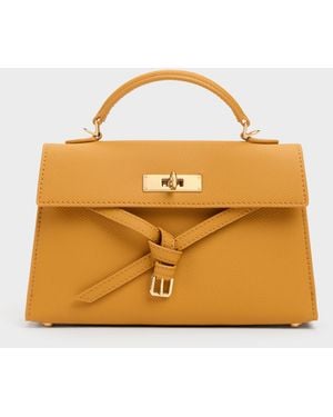Charles & Keith Tricha Knotted-Belt Top Handle Bag - Metallic