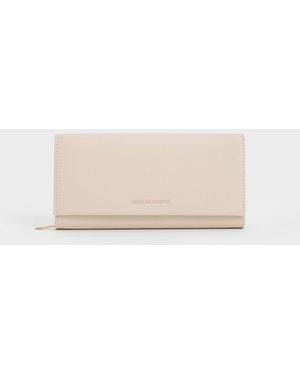Charles & Keith Muriel Front Flap Long Wallet - Natural