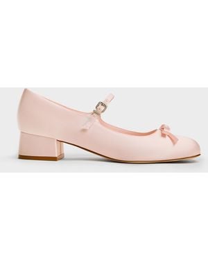 Charles & Keith Kelis Rose-Bow Mary Jane Pumps - Pink