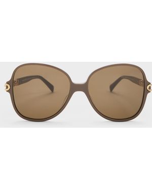 Charles & Keith Delaney Chain-Link Butterfly Sunglasses - Natural