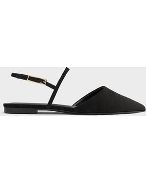 Charles & Keith Luciana Faux Suede Pointed Slingback Flats - White