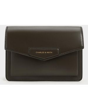 Charles & Keith Adelie Envelope Crossbody Bag - Gray