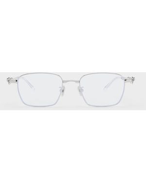 Charles & Keith Paige Clear Rectangular Sunglasses - Metallic