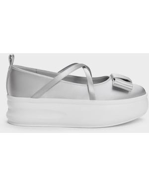 Charles & Keith Brantley Bow Platform Mary Janes - Grey