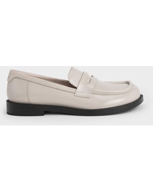 Charles & Keith Asymmetric Penny Loafers - White