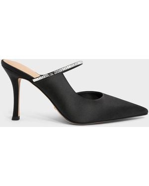 Charles & Keith Gem D'Orsay Stiletto Mules - Black