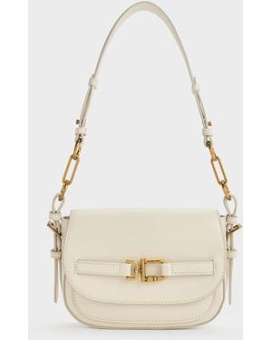 Charles & Keith Gwynne Metallic-Accent Crossbody Bag - White