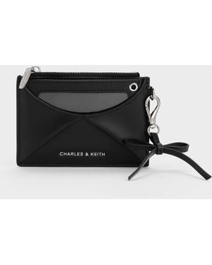 Charles & Keith Hazel Bow Paneled Card Holder - Black