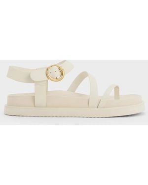 Charles & Keith Buckled Ankle-strap Strappy Sandals - Natural