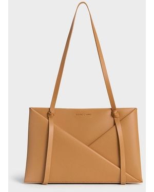 Charles & Keith Midori Geometric Tote Bag - Natural