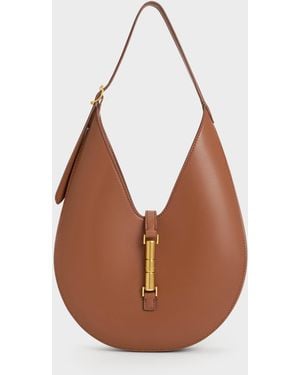 Charles & Keith Cesia Metallic-Accent Hobo Bag - White