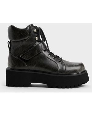 Charles & Keith Eliot Platform Combat Boots - Black