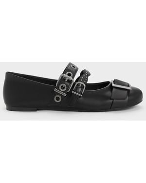 Charles & Keith Aether Grommet Studded Mary Jane Flats - White