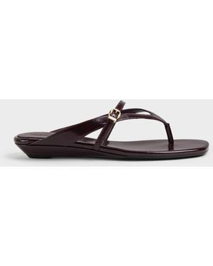 Charles & Keith Buckled Thong Wedge Sandals - Multicolour