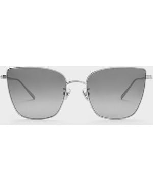 Charles & Keith Livonia Crystal Square Sunglasses - Grey