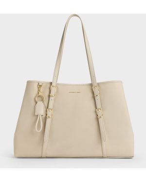 Charles & Keith Levy Nylon Tote Bag - Natural