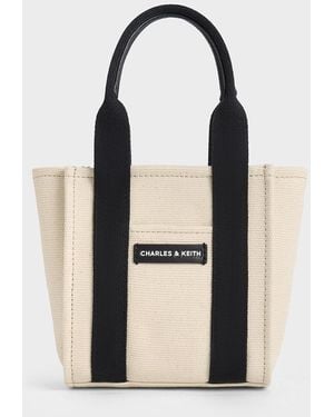 Charles & Keith Mini Kay Canvas Tote Bag - Natural