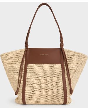 Charles & Keith Shalia Raffia Tote Bag - Natural