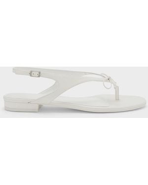 Charles & Keith Bow Slingback Thong Sandals - Natural