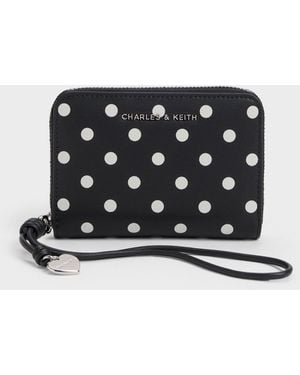 Charles & Keith Sianna Polka-Dot Wristlet - Black
