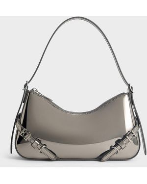 Charles & Keith Sloane Metallic Shoulder Bag - Gray