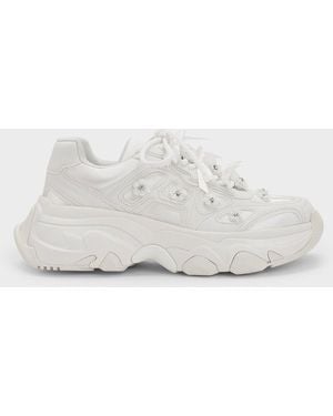 Charles & Keith Gaskell Flower-Embellished Chunky Trainers - White