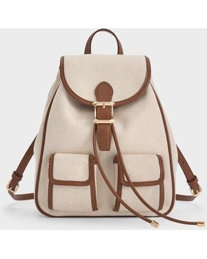 Charles & Keith Bryna Canvas Backpack - Natural