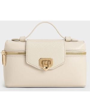 Charles & Keith Arwen Top Handle Vanity Bag - Natural