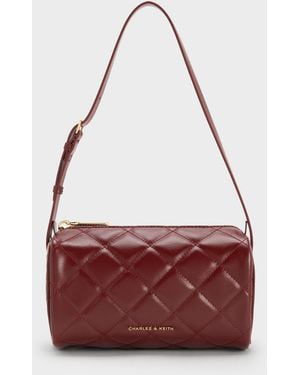Charles & Keith Janie Quilted Shoulder Bag - Red