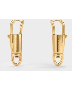 Charles & Keith Delfina Lock-Buckle Earrings - White