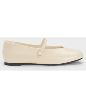 Charles & Keith Marie Pearl Mary Jane Flats - Natural