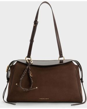 Charles & Keith Haylen Braided-charm Tote Bag - Brown
