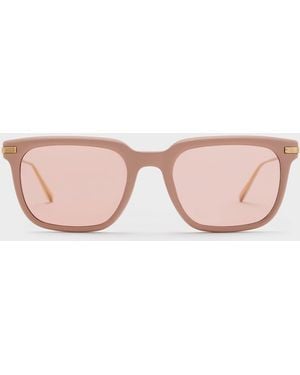 Charles & Keith Aura Rectangular Sunglasses - Pink