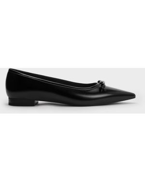 Charles & Keith Bow Pointed Ballet Flats - Black